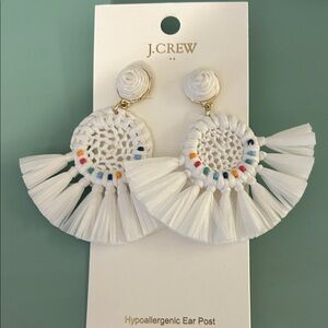 J. Crew White and Colorful Tassel Earrings